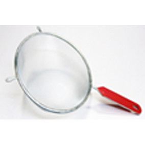 Colador Cromado Acero Inox. 20 cm Mgo Plastico Rojo Travessa
